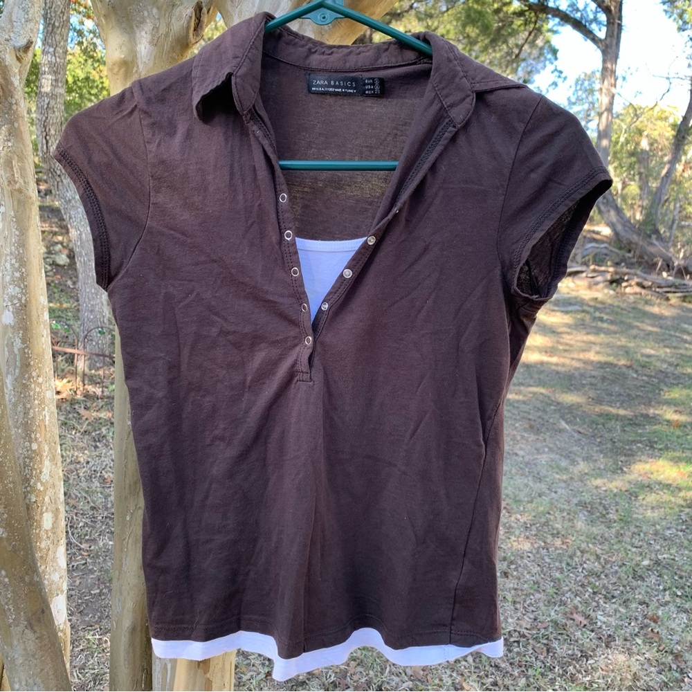 Brown Zara basics top
